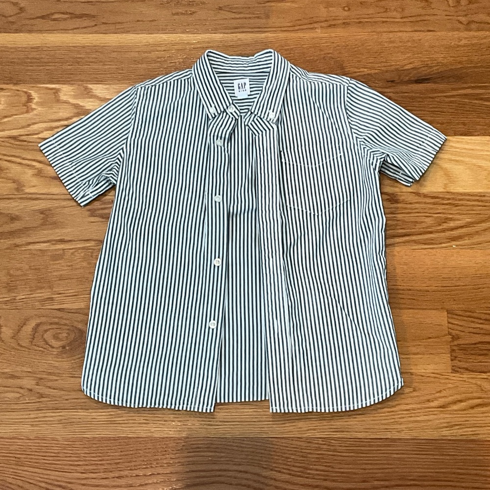 GAP Kids Striped Button Down Shirt - White and Black